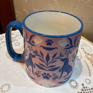 10 Strawberry Street 🍓 Street Bella Pink & Blue Dog 🐕  Ceramic Mug ~ Cup